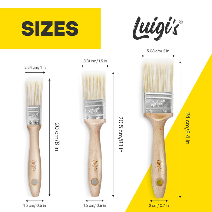 Luigi's Wooden Paint Brushes for Walls  5X Synthetic Bristle Paint Br —  CHIMIYA