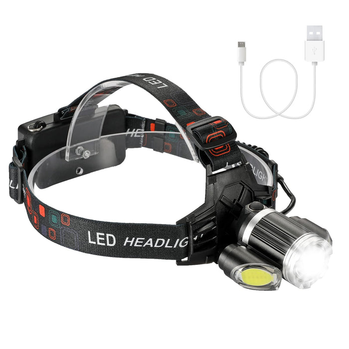Consciot Headlamp Rechargeable, Super Bright Waterproof Headlight Flashlight with White Red LED, 4 Light Modes, COB 240° Wide Beam,Adjustable, Outdoor Fishing Camping Running Cycling Headlight