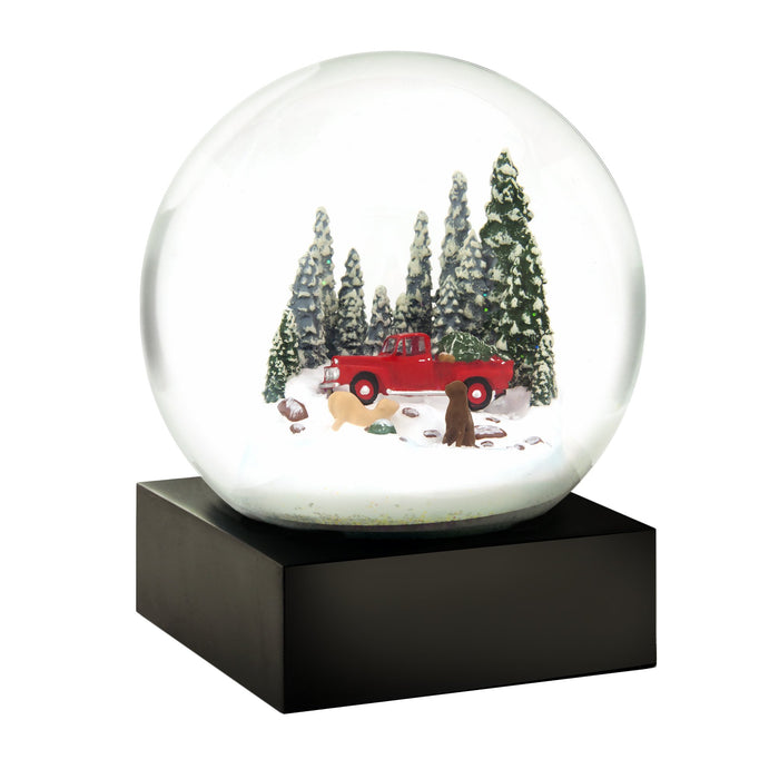 CoolSnowGlobes Red Truck and Dogs Cool Snow Globe