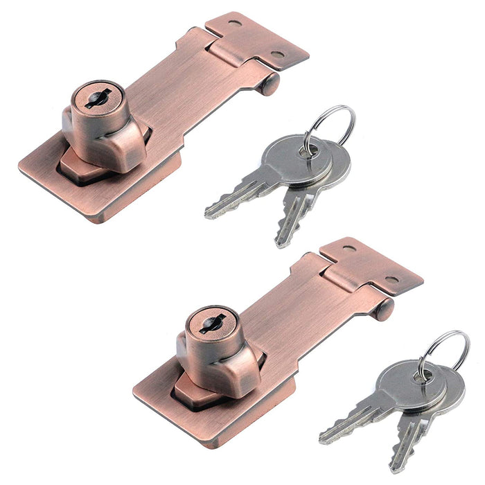 Keyed Hasp Cabinet Door Latch Lock - 4 Pack 2.5 Inch Twist Knob