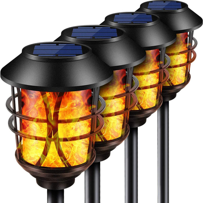 Tomcare Solar Lights Metal Flickering Flame Solar Torches Lights Water —  CHIMIYA
