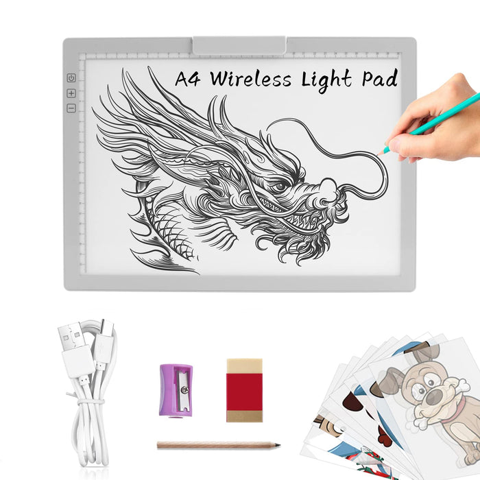  Rechargeable A4 Light Pad with Bag, Innovative Stand and Top  Clip, Elice Wireless Bright Light Tracing Board Portable Artcraft Tracer Box  for Artists, Drawing, Cricut Weeding Vinyl, Diamond Painting