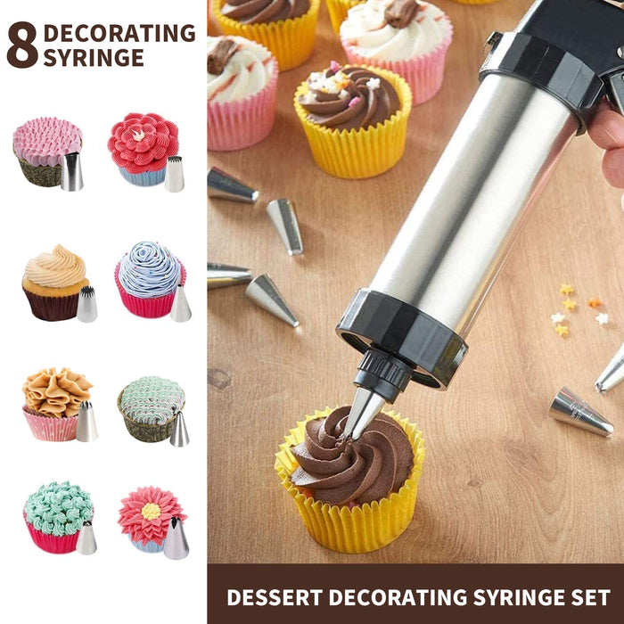Cookie Press Machine Stainless Steel Biscuit Maker and Churro Maker with 20  Discs and 4 Icing Tips