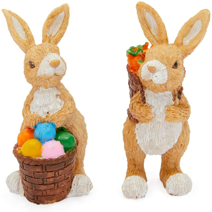 Juvale Easter Bunny Statues for Home and Garden Decoration (4.5 in. Tall, 2 Pack)