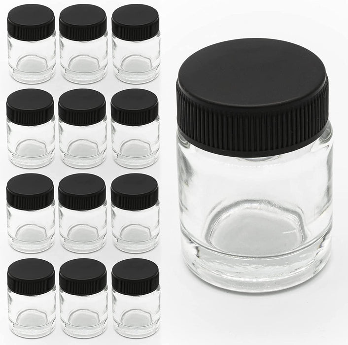 XDOVET Airbrush Empty 3/4 Ounce (22cc) Glass Jar Bottles with