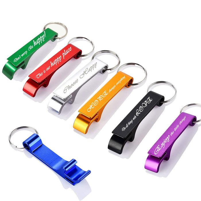 LalaKoo Bottle Opener Keychain - 7 Pack Metal Bottle Opener Key Chain with Funny Sentences Pocket Beer Opener Bartenders