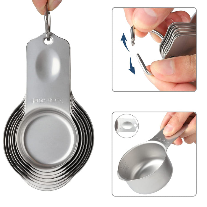 Stainless Steel Measuring Cups Set of 7 Heavy Duty Stackable Metal Mea —  CHIMIYA