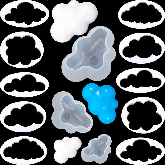 13 Pieces Cloud Shape Mold Set 10 Pieces Cloud Cookie Cutters and 3 Pieces 3D Cloud Silicone Molds for DIY Candy Chocolate