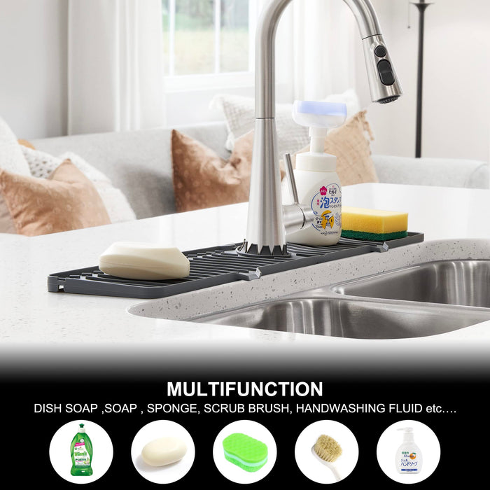 Silicone Faucet Mat Kitchen Bathroom Faucet Handle Drain Pad Tray
