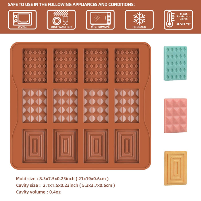 2 Pcs Break Apart Candy Molds Silicone Shapes Mini Chocolate Bar Silic —  CHIMIYA