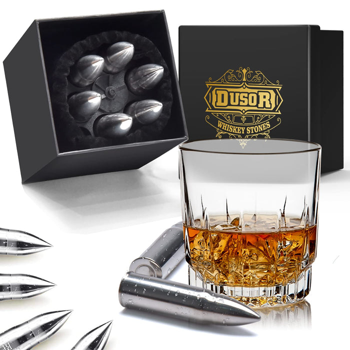 Whiskey s for Men, Reusable Whiskey Stones, Mens s for Dad, 6Pc Stainless Steel Ice Cubes, Cool Gadgets for Husband Grandpa