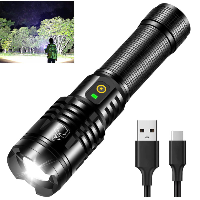 PeakPlus LED Tactical Flashlights High Lumens, Zoomable, 5 Modes Brigh —  CHIMIYA
