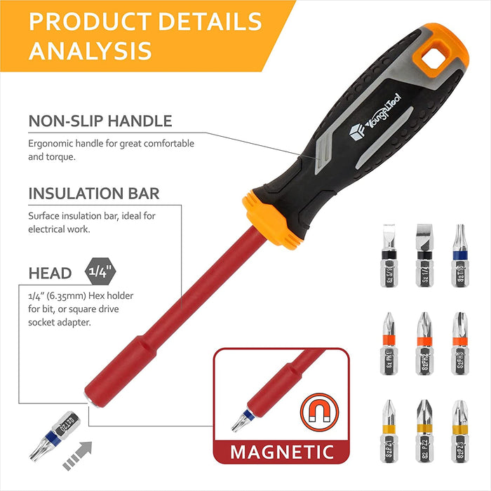 uxcell Torx Screwdriver, T8 Security Magnetic Star Screw Driver with 3  CR-V Shaft and Black Yellow Handle