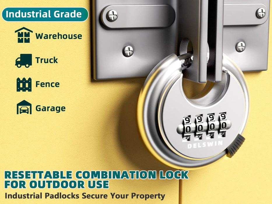 DELSWIN Combination Padlock Gym Locker Lock - 4 Digit Combination