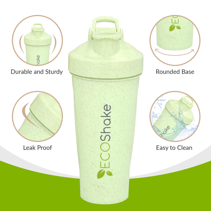 Zero-Waste Shaker Bottle, 20 Oz, BPA Free, Sustainable Wheat Straw