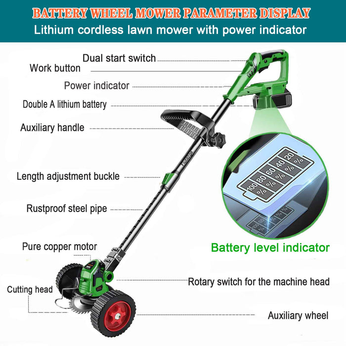 Cordless String Trimmer, Battery Powered 24V Grass Trimmer with 2 PCS 2.0Ah Batteries and 3Types Blades, for Lawn, Yard and Bush Trimming (Green)