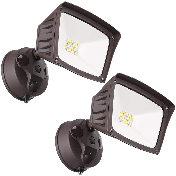 LEONLITE LED Dusk to Dawn Security Lights, Outdoor Flood Light with Photocell, 28W, 3400lm, Exterior Flood Lights for Garage, Yard, IP65 Waterproof, ETL Listed, 100-277V, 5000K Daylight, Pack of 2