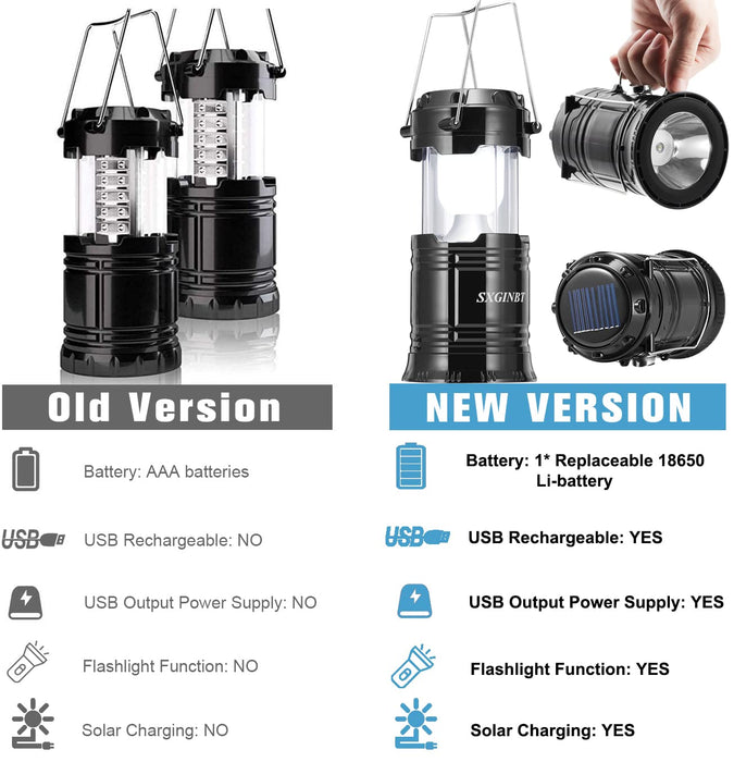 Lanterns, Camping Lantern, Solar Lantern Flashlights Charging for Phone,  Rechargeable Led Camping Lantern, Collapsible & Portable for Emergency