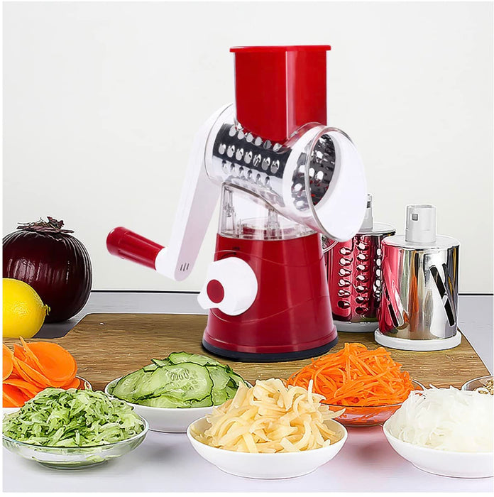 Geedel Rotary Cheese Grater, Kitchen Mandoline Vegetable Slicer with 3  Interchangeable Blades, Easy to Clean Rotary Grater Slicer for Fruit