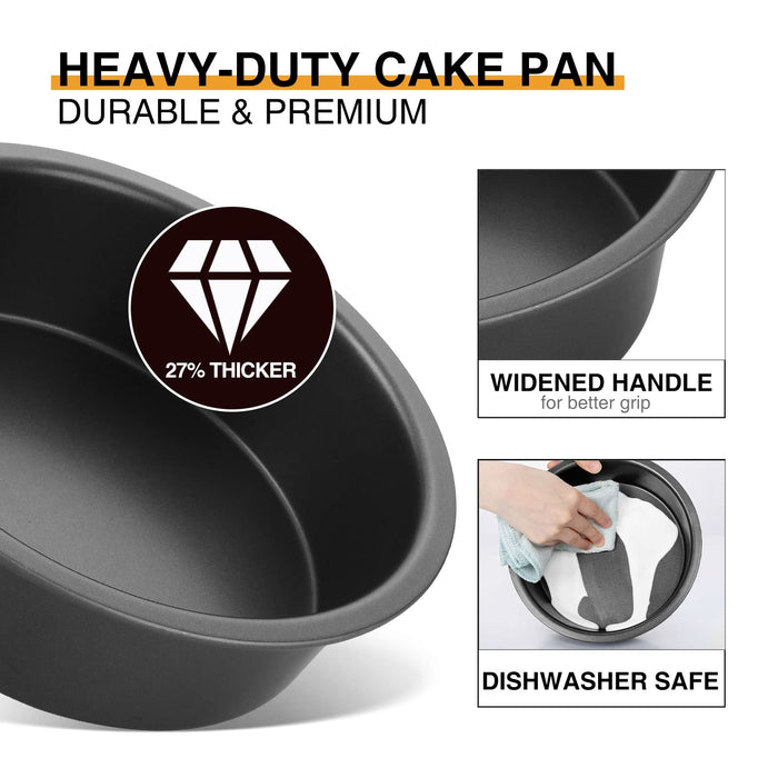 HONGBAKE Round Cake Pan Set for Baking, 8 Inch, Nonstick Circle Cake Pans  with Wider Grips, 2 Pieces Layer Cake Tin, Cheesecake Mold, Huty Duty