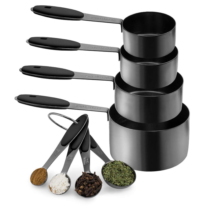 Country Kitchen 8-Piece Gunmetal Measuring Cups and Measuring