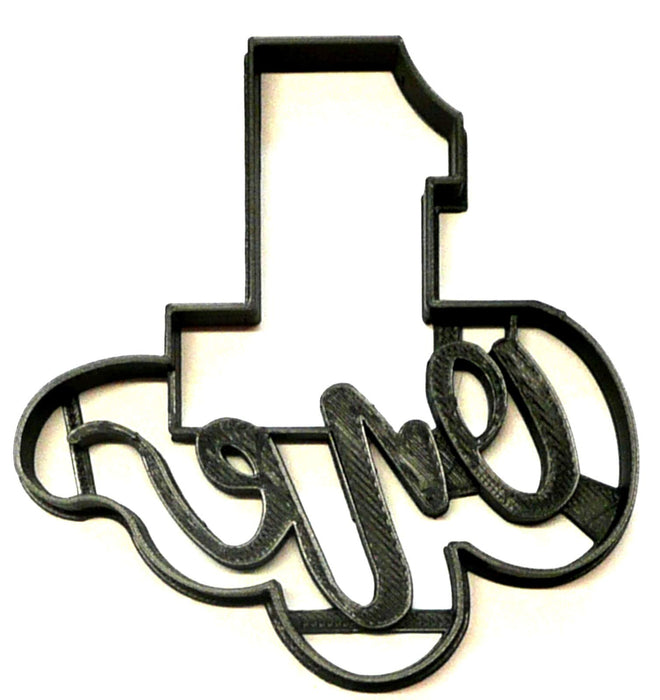 Number one 1 with word lettered birthday anniversary celebration party age date treat cookie cutter baking tool usa pr2402