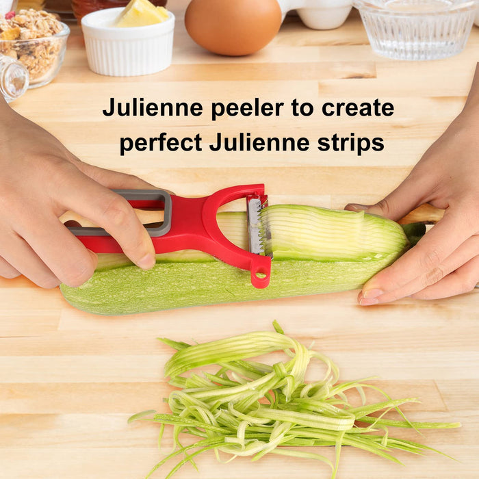 Peeler For Kitchen Multifunction Peelers 2-in-1,Julienne Peeler+Serrated  Peeler,Apple Peeler Vegetable Peeler Carrot Potato Fruit Slicer Anti-slip