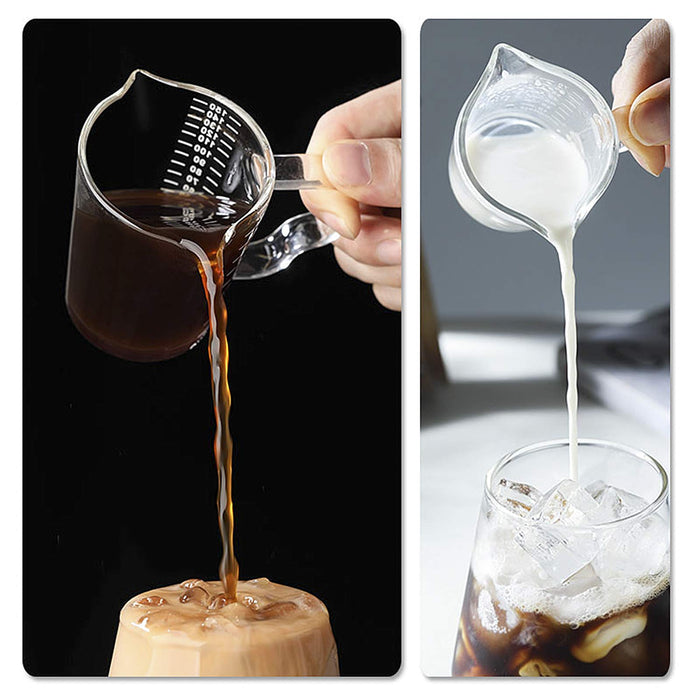 Mini Glass Measuring Cup with handle 2 oz Shot Glass Espresso Jugs Measure  Cup Glass Jigger Spirit Round Graduated Beaker Measuring Cup for Bar Party