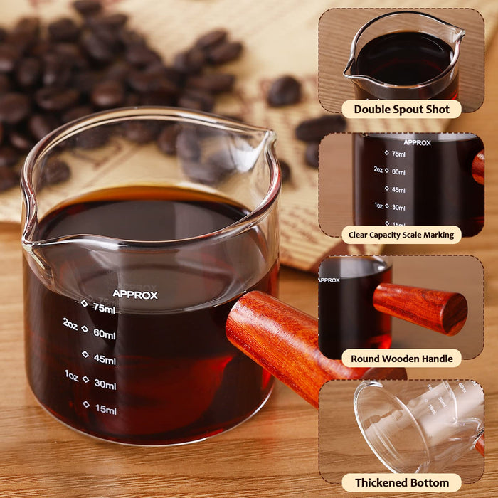 Glass Espresso Shot Measuring Glass, Measuring Cups with Spout