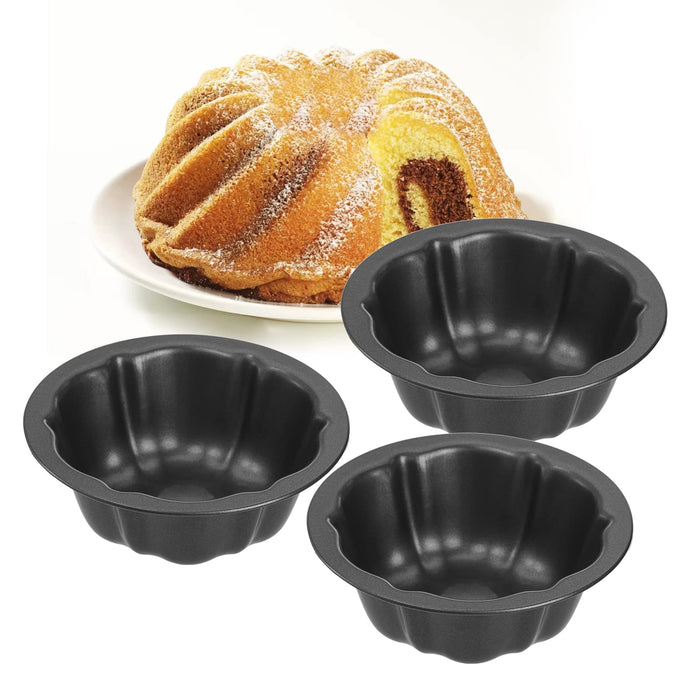 ZENFUN Set of 10 Fluted Tube Pan, 4 Inch Carbon Steel Fluted Cake