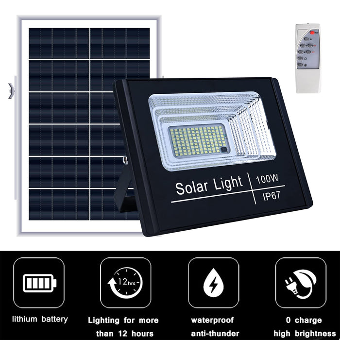 Solar Lights Outdoor, 56 LEDs Solar Security Light with Remote Control, Solar Powered Auto Dusk to Dawn Sensor IP66 Waterproof, Equivalent 20W 110V LED Flood Lights for Yard Balcony Garage Garden