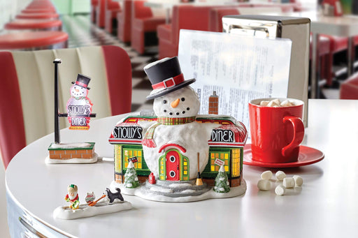 Department 56 North Pole Village Snowy's Diner Lit Building and