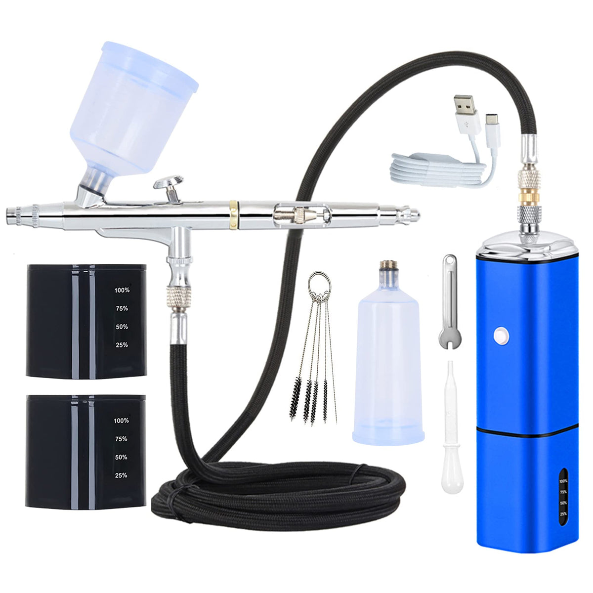 Airbrush Rechargeable Cordless Airbrush-Kit Compressor - 30PSI High  Pressure Airbrush Gun with Hose Wireless Air Brush for Model