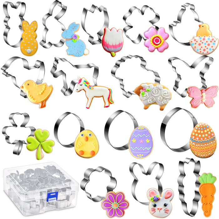 18 PCS Easter Cookie Cutters, 18 Shapes Cookie Cutters for Easter Rabb —  CHIMIYA