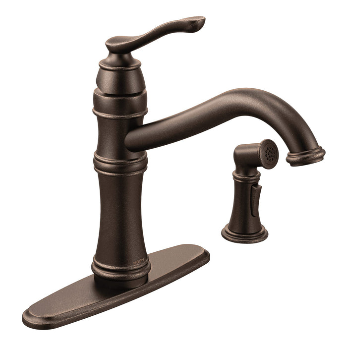 Moen Belfield Oil Rubbed Bronze One-Handle High Arc Kitchen Faucet with Side Spray, 7245ORB