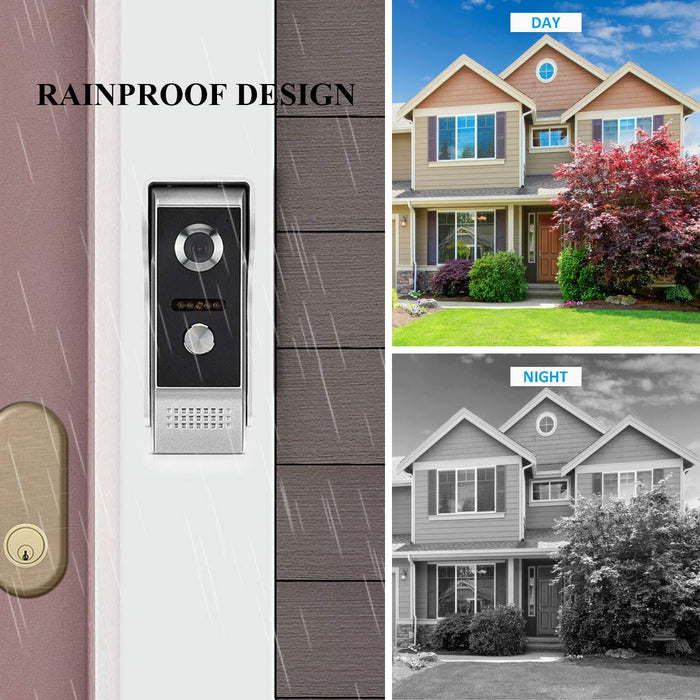 WOLILIWO Video Intercom System, 7 Inch doorbell with Camera and Monitor,  Video doorbell with IR-Cut Rainproof Outdoor Camera Visual Two-Way Intercom