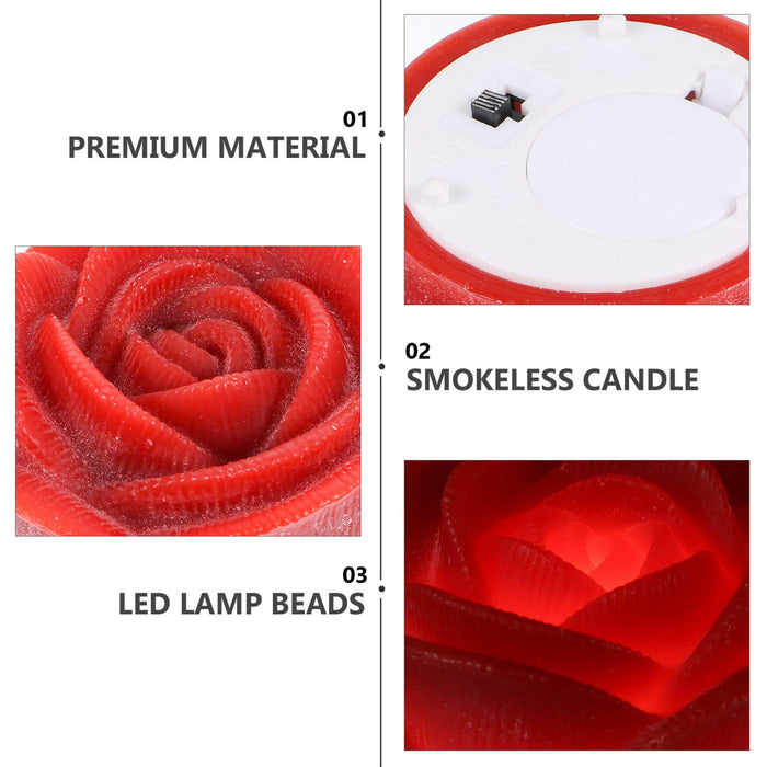 Lurrose Led Waterproof Floating Candle Lights, Flameless Flicker Candle Flameless Lamp Rose Flower Shaped Tea Light for Valentines Day