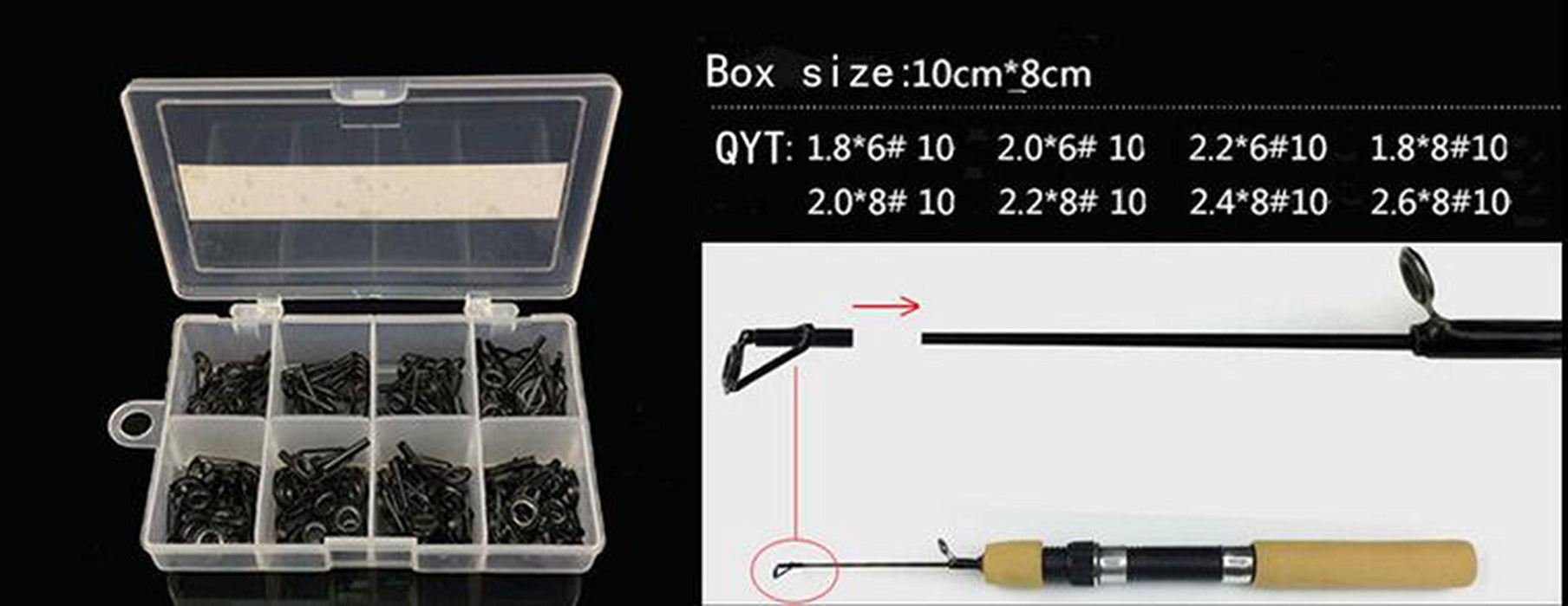 8 Pieces Fishing Rod Tips Kit Rod Tip Repair Kit Stainless Steel