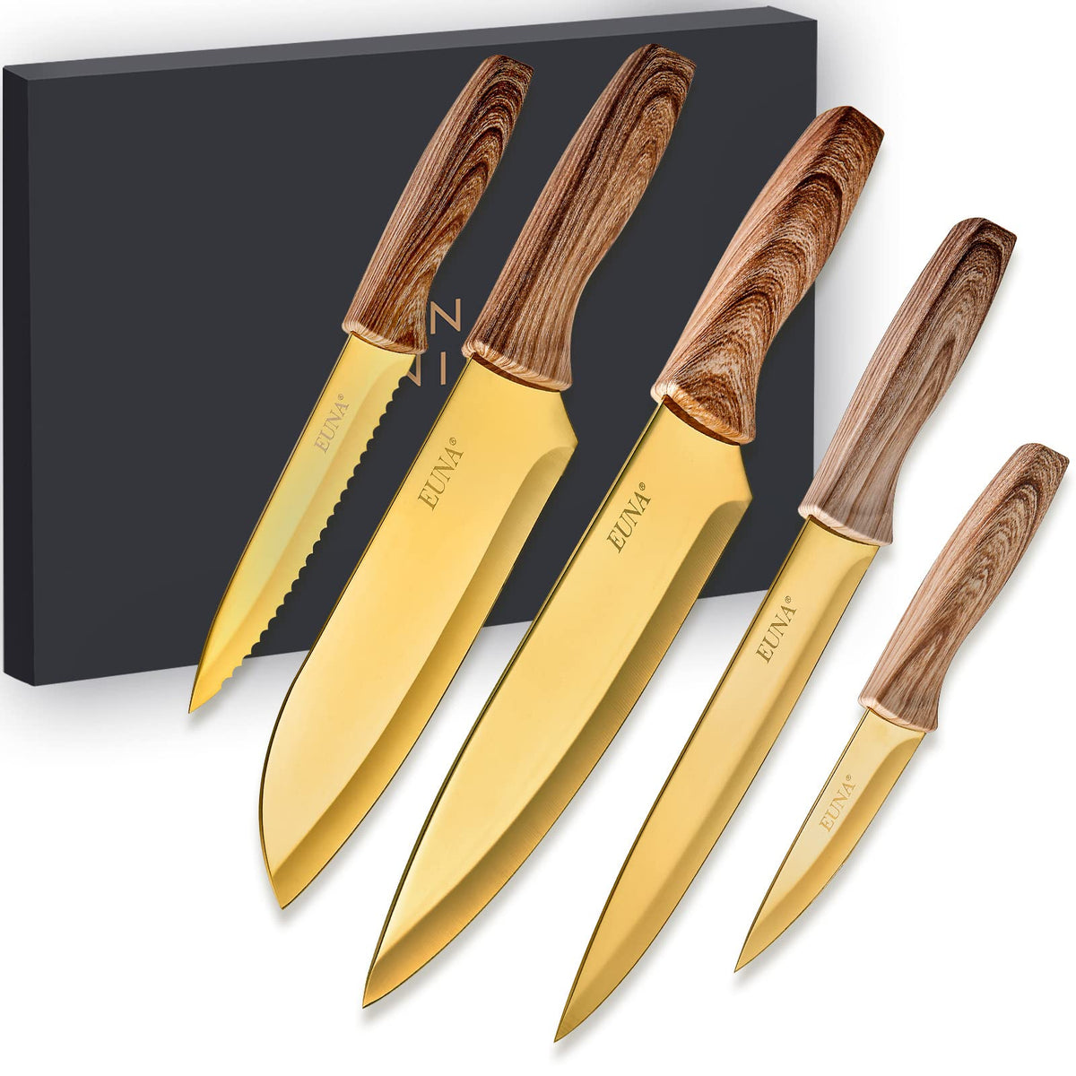 LIUZHANGYU Professional Chef Knife Sets, 3.5-8 Inch Set Boxed Knives  5Cr15mov Stainless Steel Ultra Sharp Japanese with Sheaths, 10 Pieces Sets  for