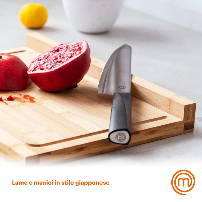 MasterChef Kitchen Knives Set with Covers incl. Paring, Boning, Carving,  Bread, Santoku & Chef Knife, Sharp Cutting Stainless Steel Blades with
