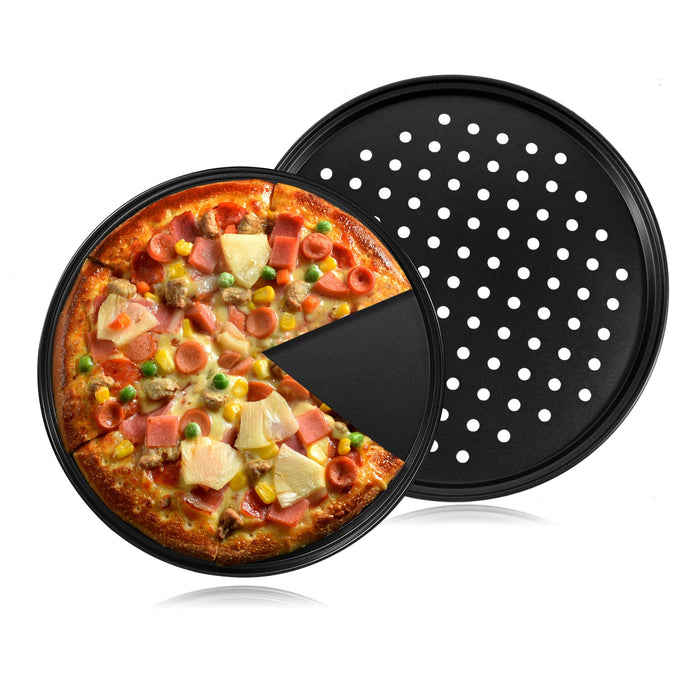 Handook Pizza Pan for Oven, 12 inch Nonstick Pizza Pans, Carbon Steel Pizza Pan with Holes, Pizza Baking Pan for Oven Baking Supplies, for Home Baking