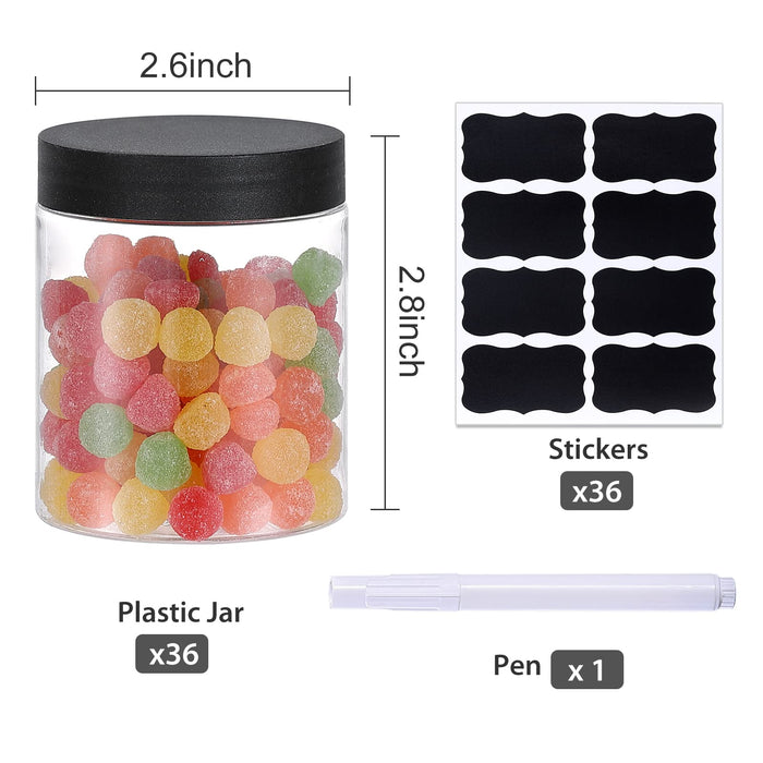 36PCS 8OZ Plastic Jars with Screw On Lids, Pen and Labels Refillable E —  CHIMIYA