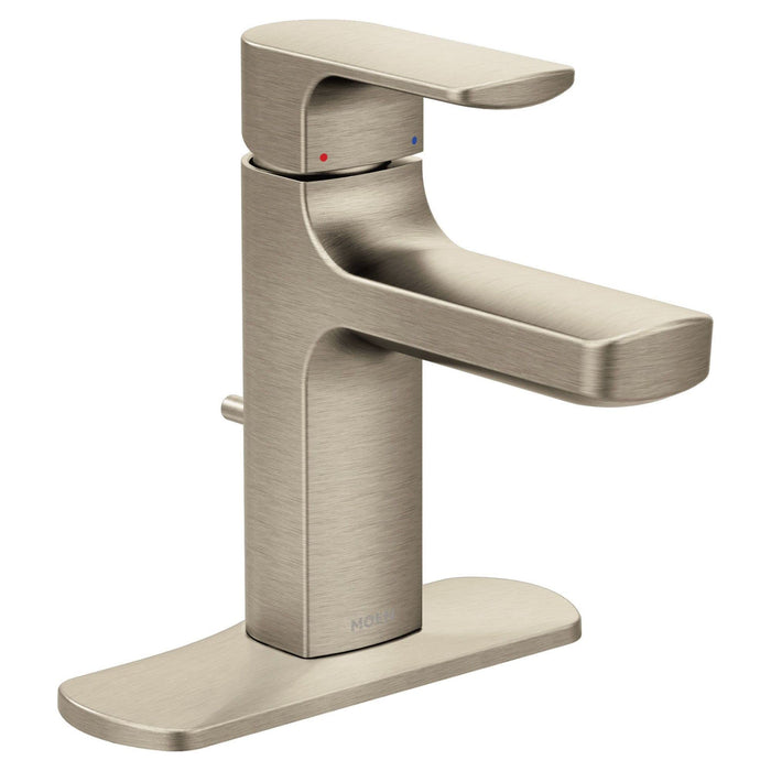 Moen Rizon Brushed Nickel One-Handle Low-Arc Bathroom Faucet with Drain Assembly, 6900BN
