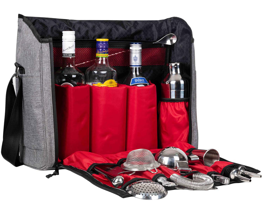 Jillmo Travel Bartenders Bag, 16 inch Portable Cocktail Shaker Set Bag-Grey (Bag Only)