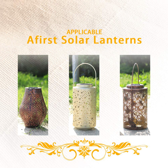 Afirst 2 Pack Solar Lantern Lights Panel  Top for Outdoor Hanging Lanterns for Garden Patio Walkway Yard （2.7" Black）