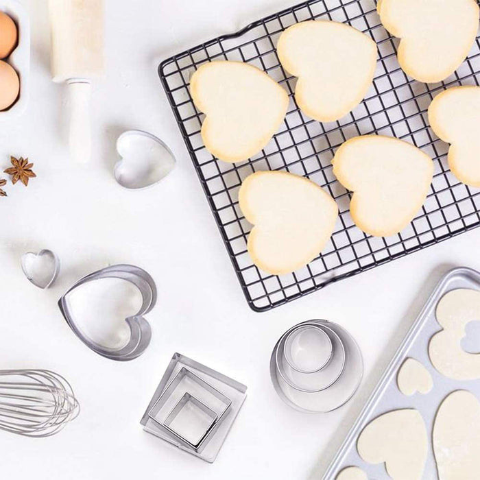 Mini Metal Cookie Cutters Set, Geometric Shapes Cookie Biscuit Cutter Set,  Star Flower Hexagon Round Heart Square Triangle Oval Stainless Steel Cutter