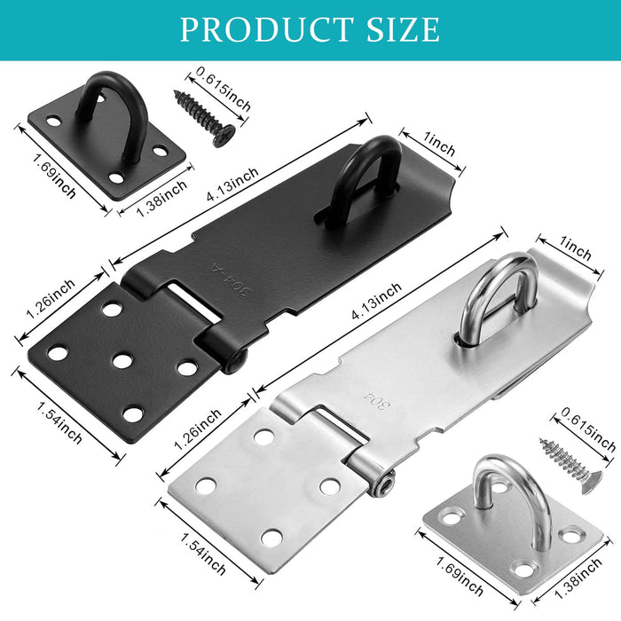 Door Lock Hasp Latch, 5 Inch SUS 304 Stainless Steel Thicken Safety Padlock  and Latch for Door Sheds Closets Lockers, Brushed Steel