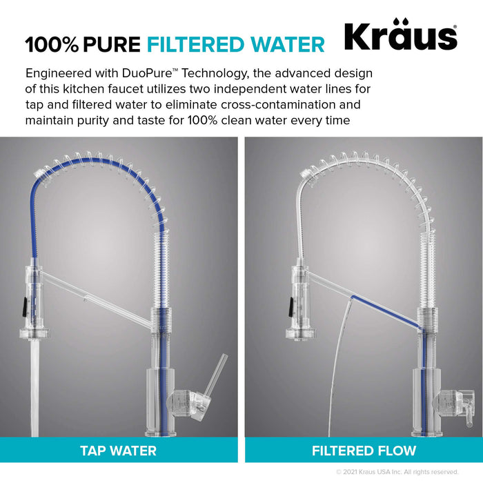 Kraus KFF-1610SFS Bolden 2-in-1 Commercial Style Pull-Down Single Handle Filter Kitchen Faucet for Reverse Osmosis or Water Filtration System, Spot Free Stainless Steel