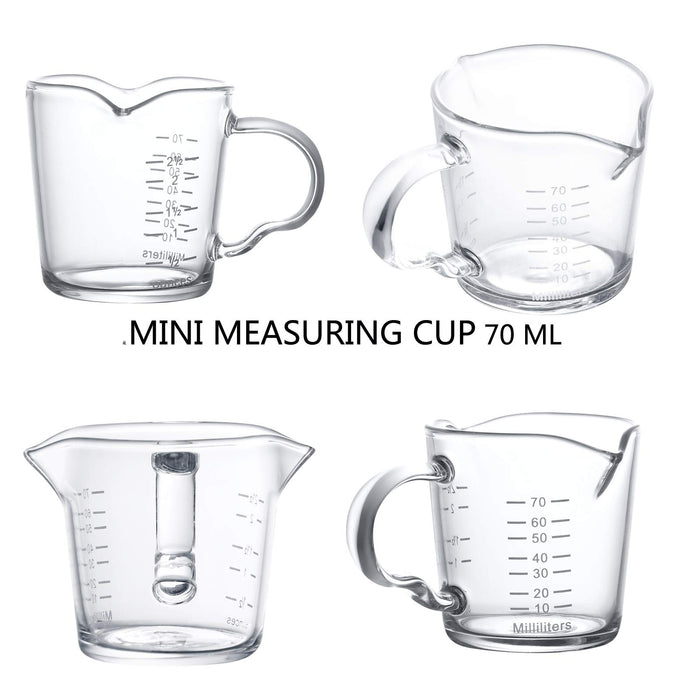 70ml Mini Glass Measuring Cup with handle 2 oz Shot Glass Espresso Jugs  Measure Cup Glass Jigger Spirit Round Graduated Beaker Measuring Cup for  Bar