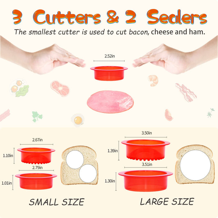 HiYZ Sandwich Cutter and Sealer - 5 PCS Decruster Sandwich Maker for Uncrustables - Peanut Butter and Jelly Crustless Sandwich